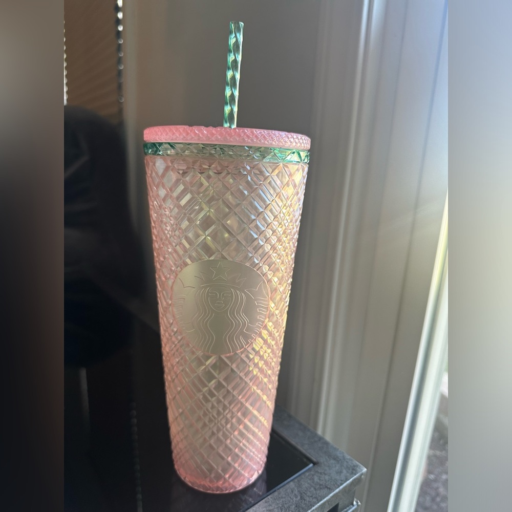 Starbucks pink and green jeweled venti drinking cup new